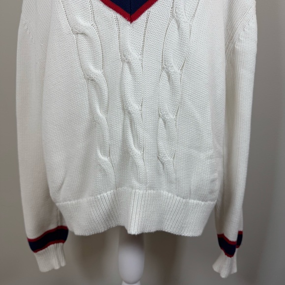 The Upside Cable Knit Varsity Sweater, Old Money, Preppy, Tenniscore, Size M - Picture 10 of 16